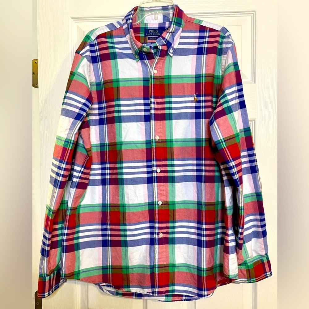Ralph Lauren Polo Plaid Classic Fit Button Down Shirt Sz XLarge Men’s Flesh Pony
